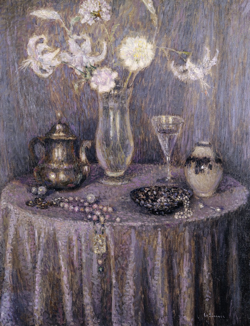 Stůl, Gray Harmony; La Table, Harmonie Grise od Henri Eugene Augustin Le Sidaner