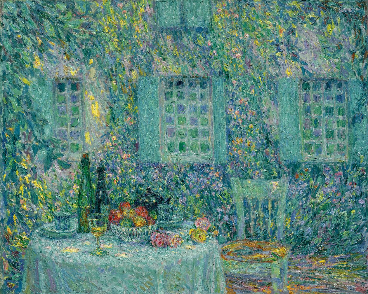Stůl. Slunce na listech, Gerberoy - Peinture de Le Sidaner, Henri (1862-1939) od Henri Eugene Augustin Le Sidaner