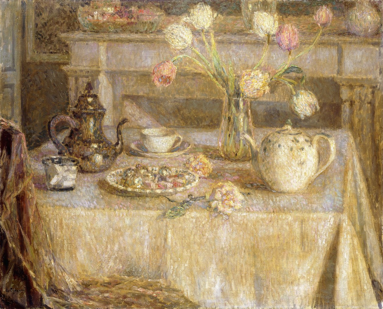 Bílý ubrus; Bílý ubrus od Henri Eugene Augustin Le Sidaner