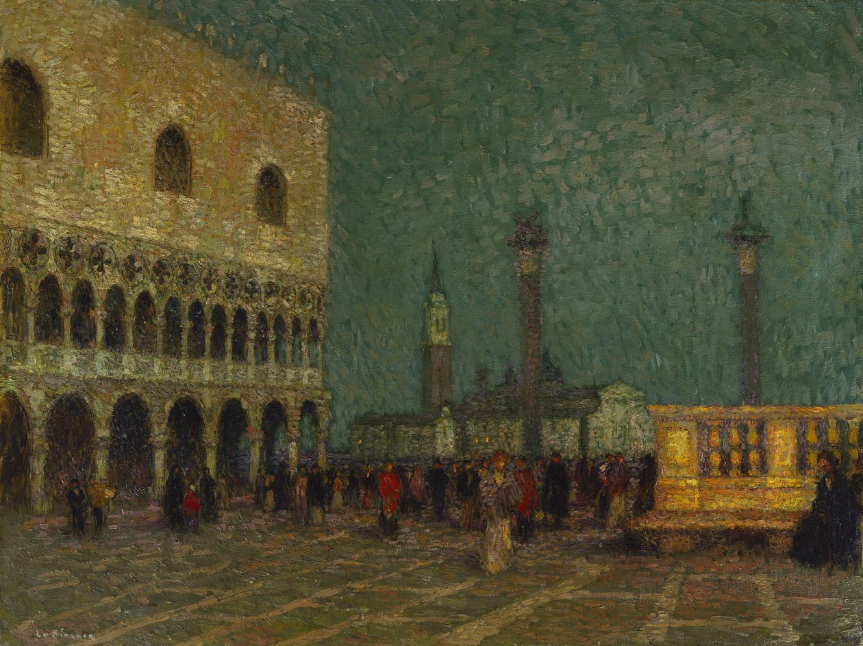 Benátky, náměstí sv. Marka, kolem roku 1914 (olej na plátně) od Henri Eugene Augustin Le Sidaner