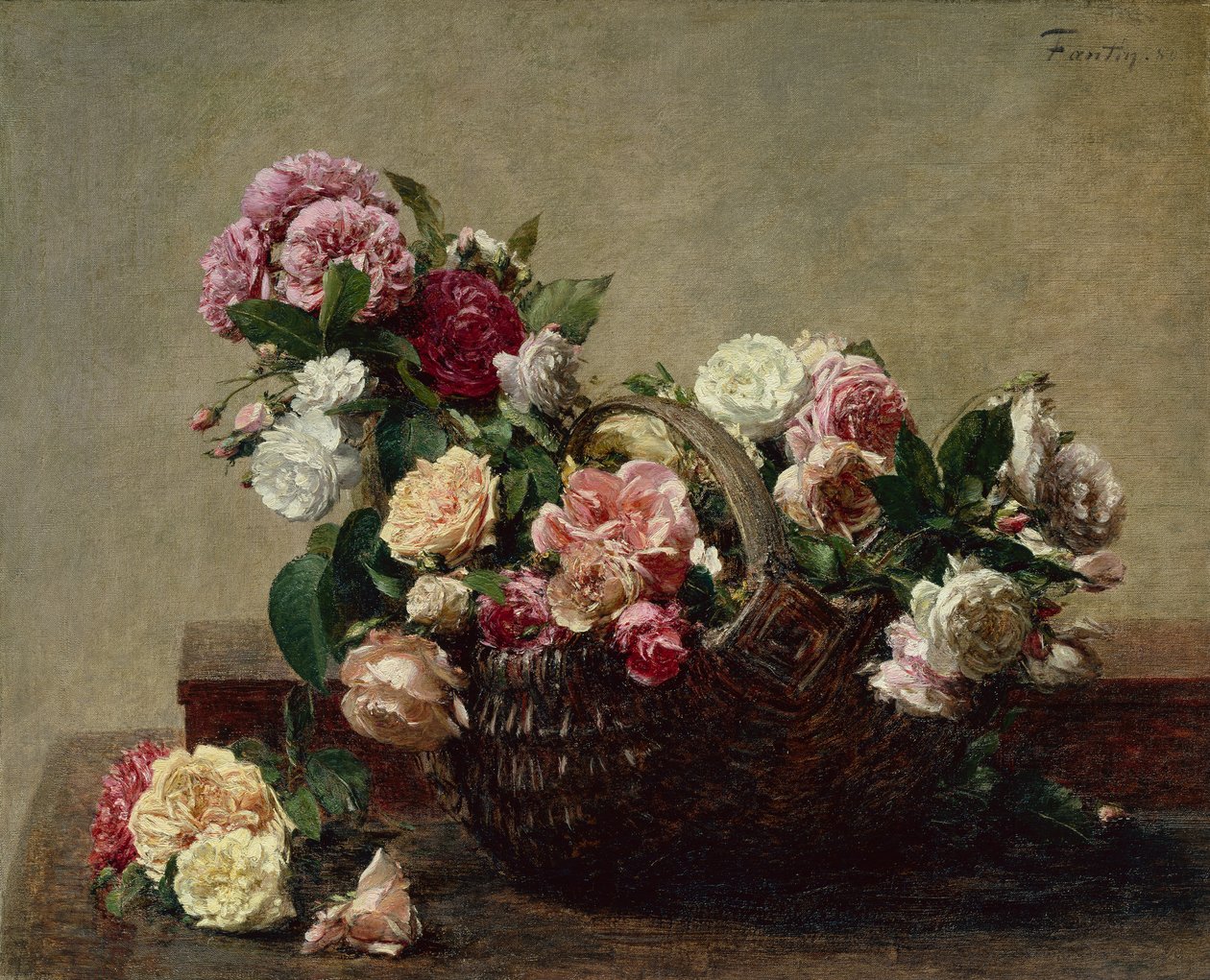 Košík růží od Ignace Henri Jean Fantin Latour