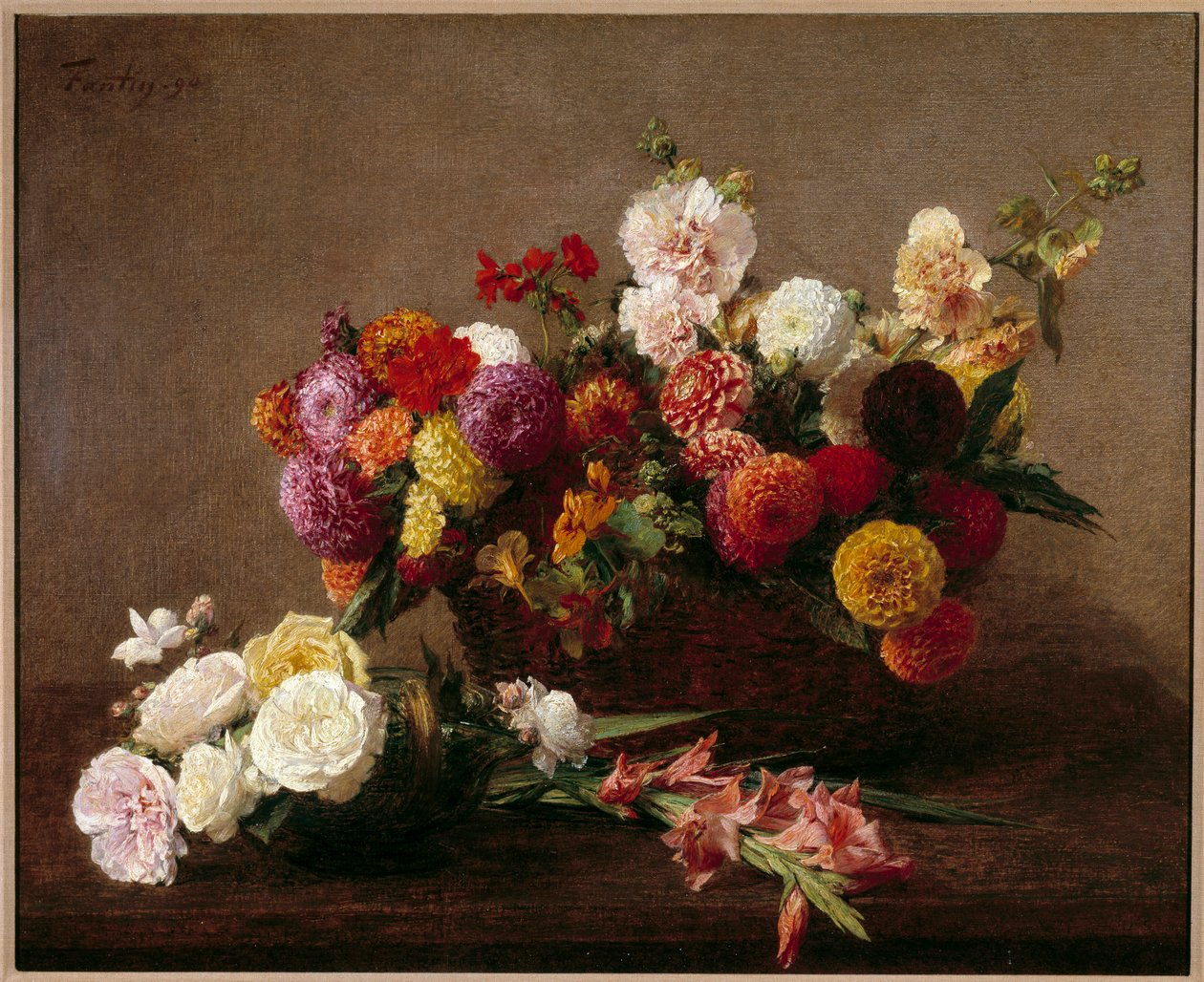 Zde jsou květiny poloviny léta Obraz Henri Fantin Latour od Ignace Henri Jean Fantin Latour