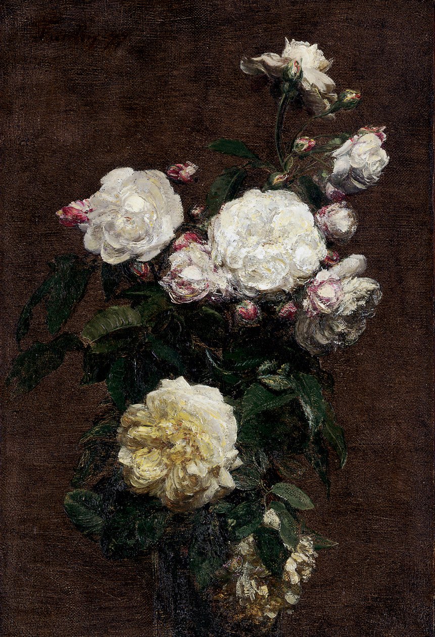 Bílé růže. Obraz Henriho Fantina-Latoura (Fantin Latour) od Henri Fantin-Latour