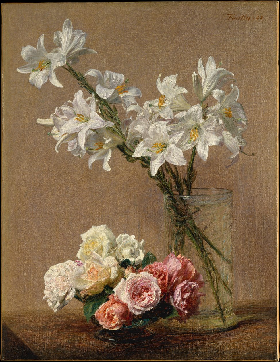 Růže a lilie od Henri Fantin-Latour