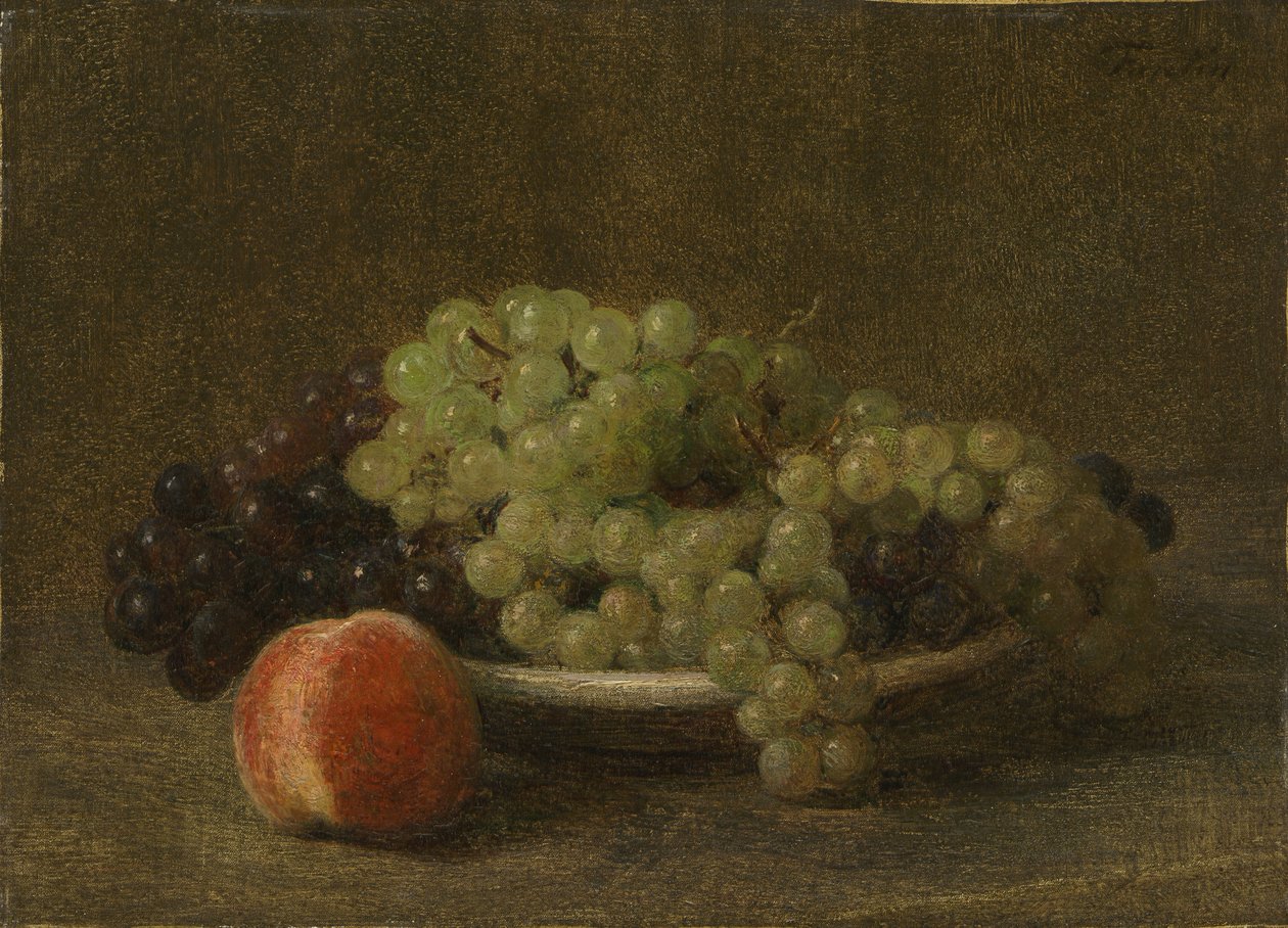 Zátiší s hrozny a broskví od Henri Fantin-Latour