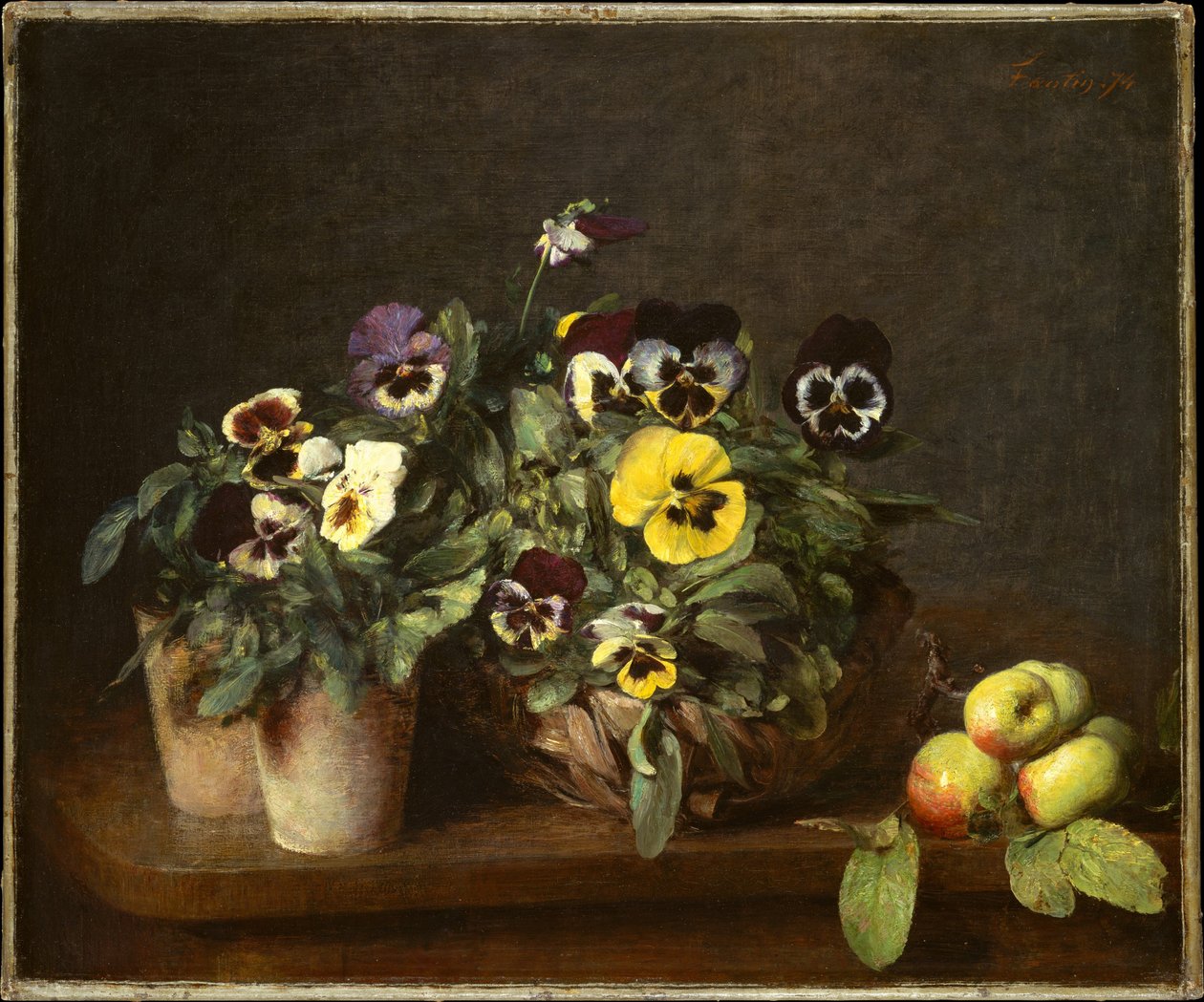 Zátiší s maceškami od Henri Fantin-Latour