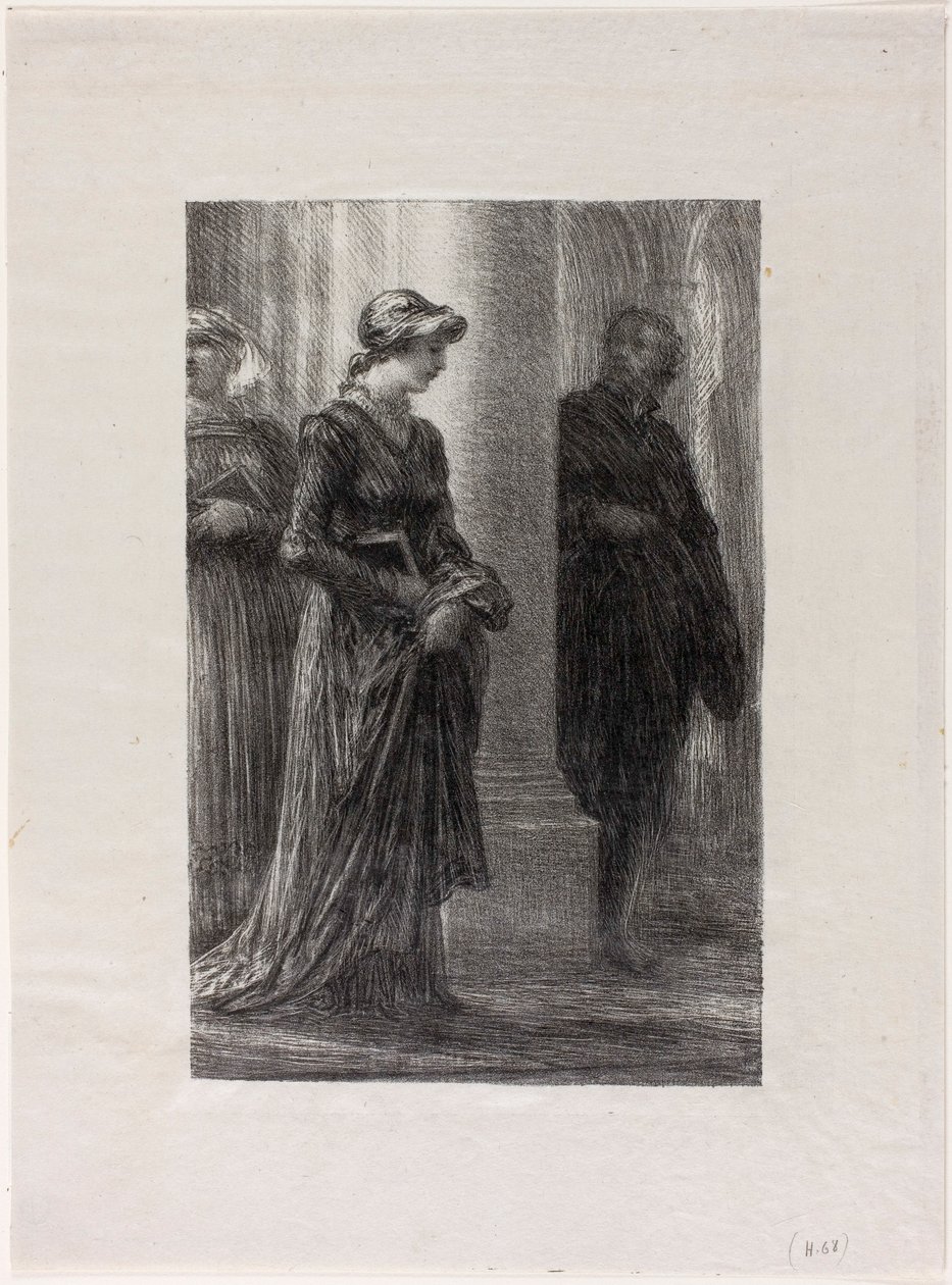 Mistři pěvci z Norimberku, dějství I: Setkání Walther a Eva od Henri Fantin-Latour
