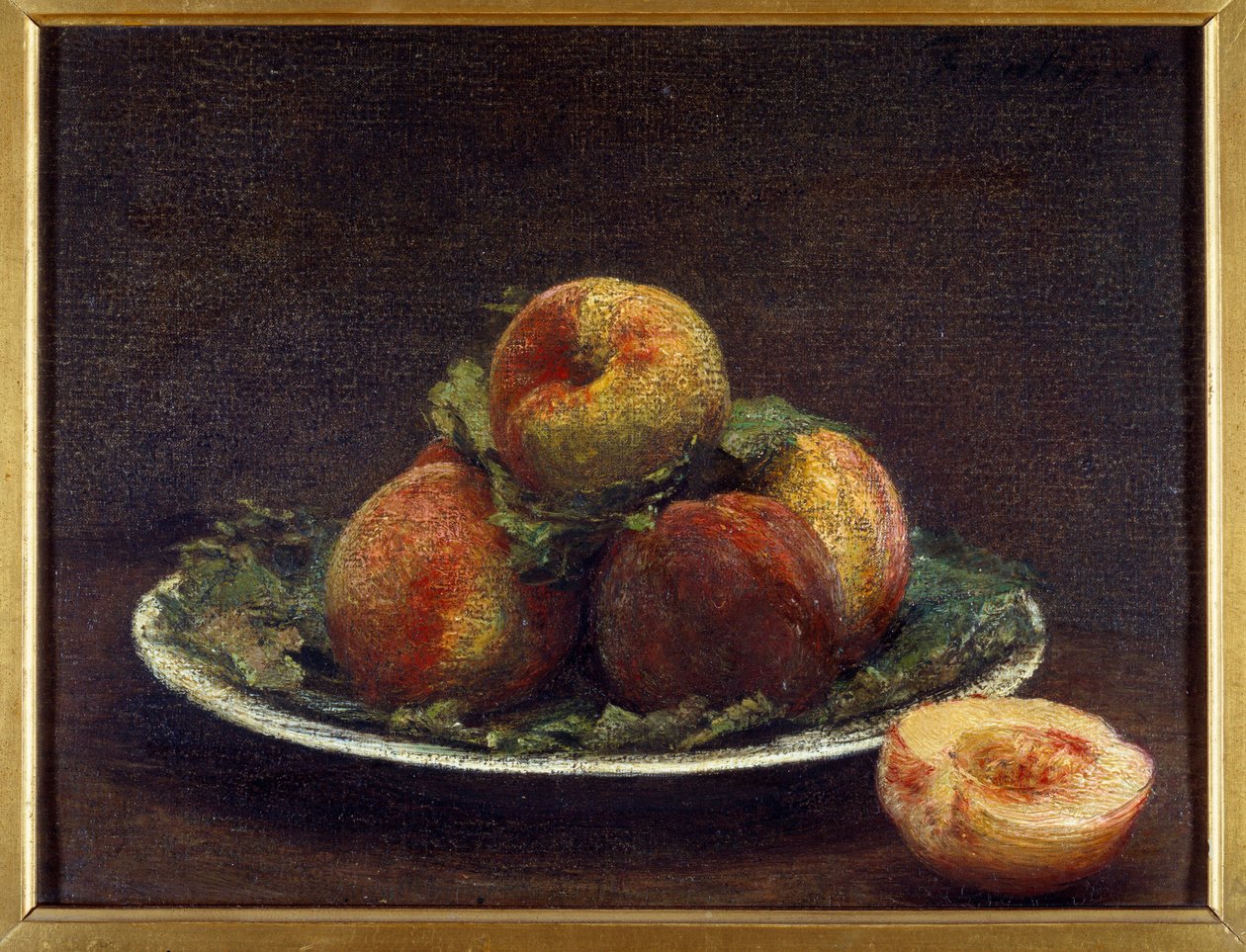 Talíř peches Obraz Henri Fantin Latour (Fantin-Latour od Ignace Henri Jean Fantin Latour