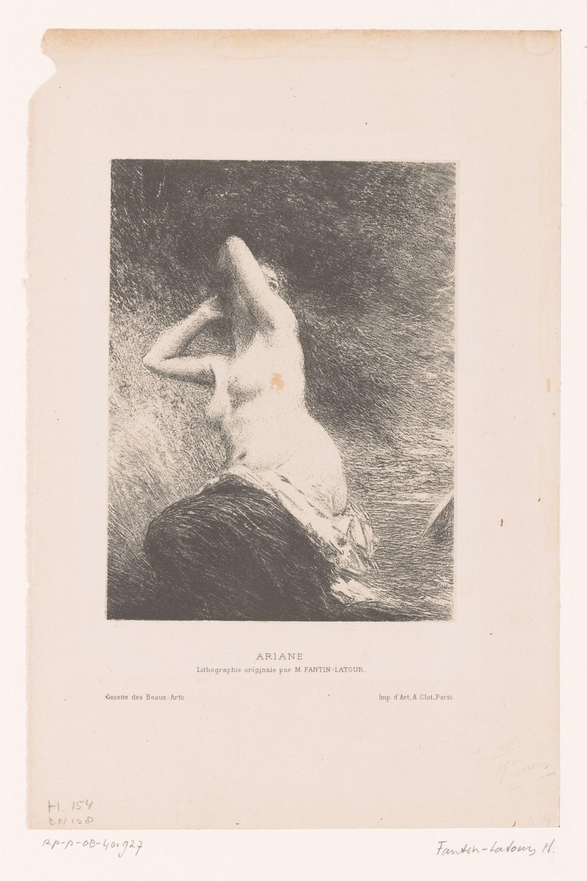 Ariadne zůstala na ostrově Naxos Ariane (název na objektu) od Ignace Henri Jean Fantin Latour