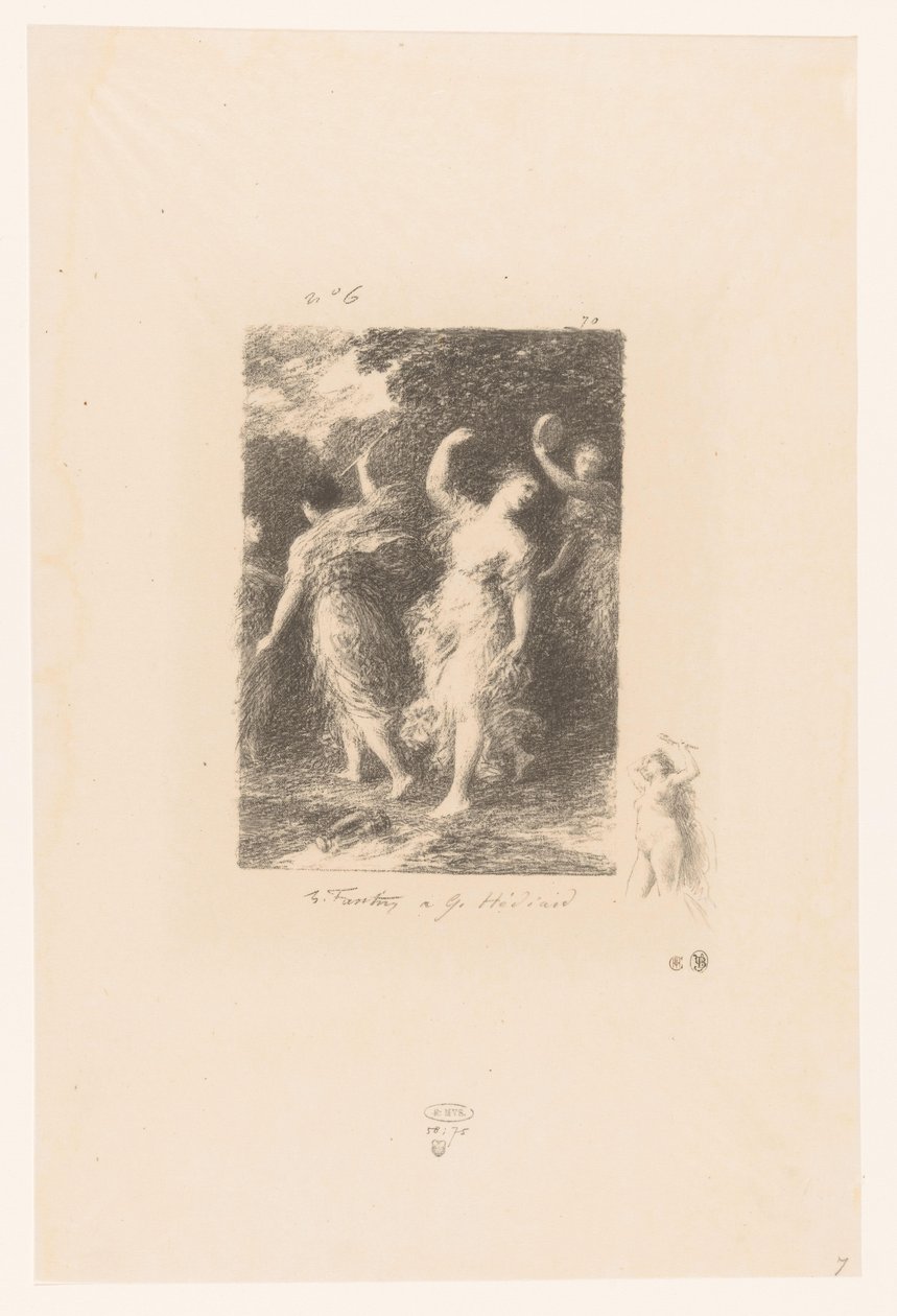 Bacchantes tančí a tvoří hudbu Bacchus Básně André Chénier (název série) Ilustrace pour les Poésies d