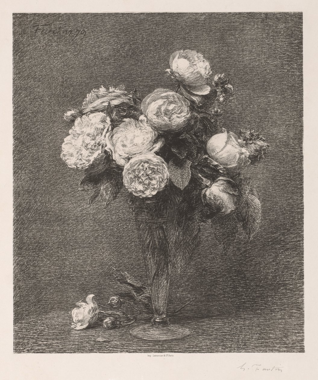 Kytice růží od Ignace Henri Jean Fantin Latour