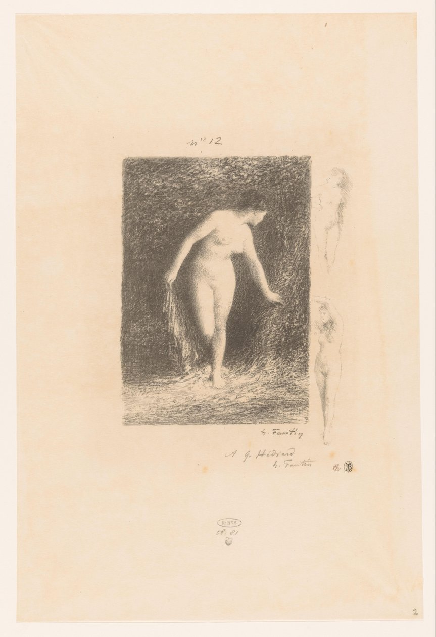 Diana ontkleedt zich om te baden Diana Gedichten van André Chénier (název série) Ilustrace k Básním André Chéniera (název série) od Ignace Henri Jean Fantin Latour