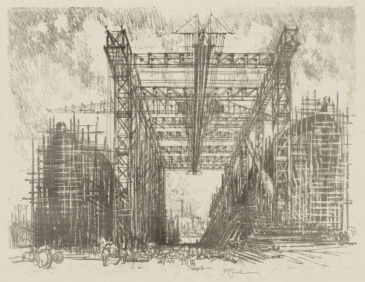 English War Work: The Gantry (obchodní loděnice) od Ignace Henri Jean Fantin Latour