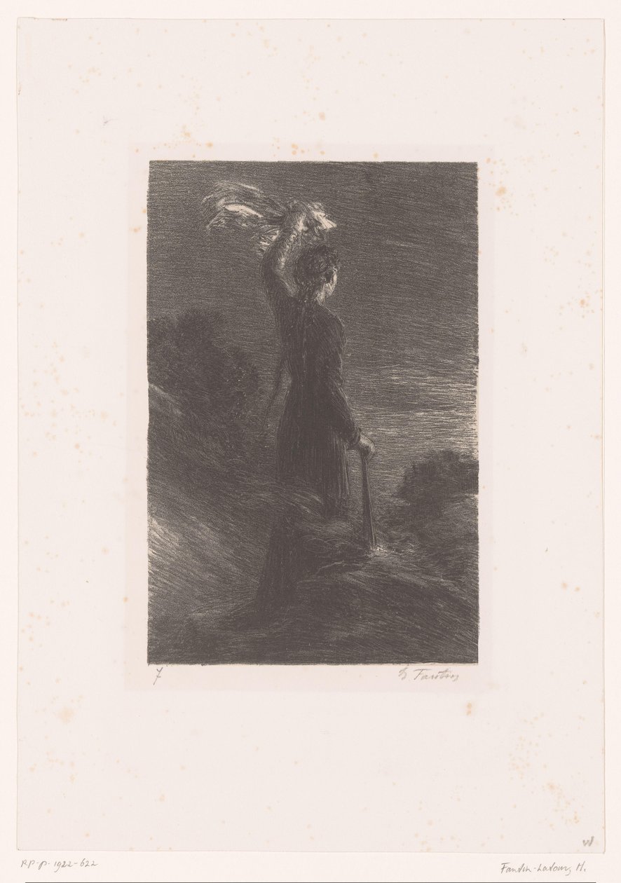 Isolda dává Tristanovi dohodnutý signál Tristan a Iseult. Zákon II. Signální tanec v noci Život a dílo Richarda Wagnera (název série) od Ignace Henri Jean Fantin Latour