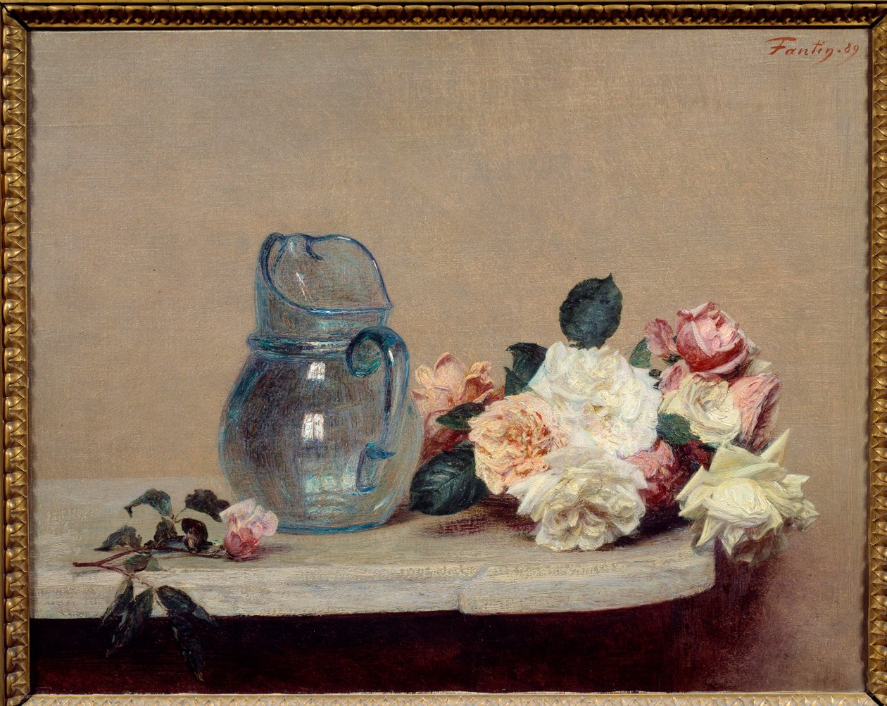 Obraz růže od Henriho Fantina Latoura (Fantin-Latour od Ignace Henri Jean Fantin Latour