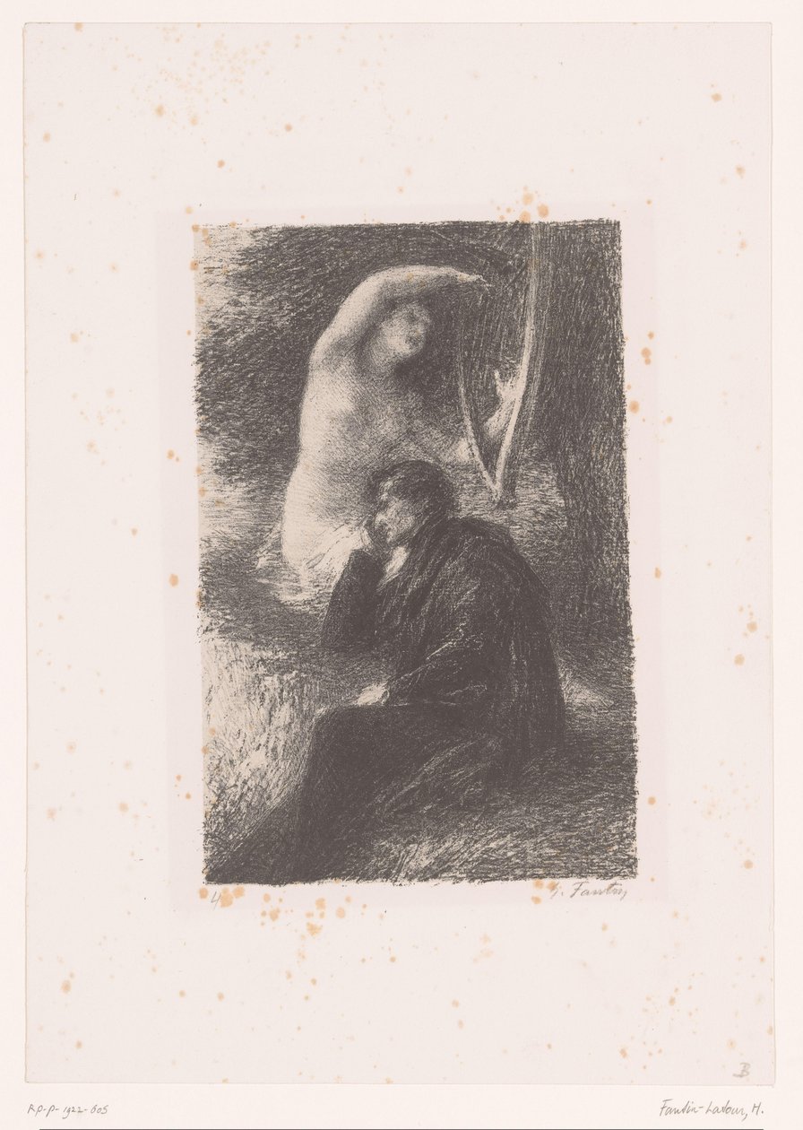 Lélio naslouchá zvukům harfy lilie. La harpe éolienne Život a dílo Hectora Berlioze (název série) od Ignace Henri Jean Fantin Latour