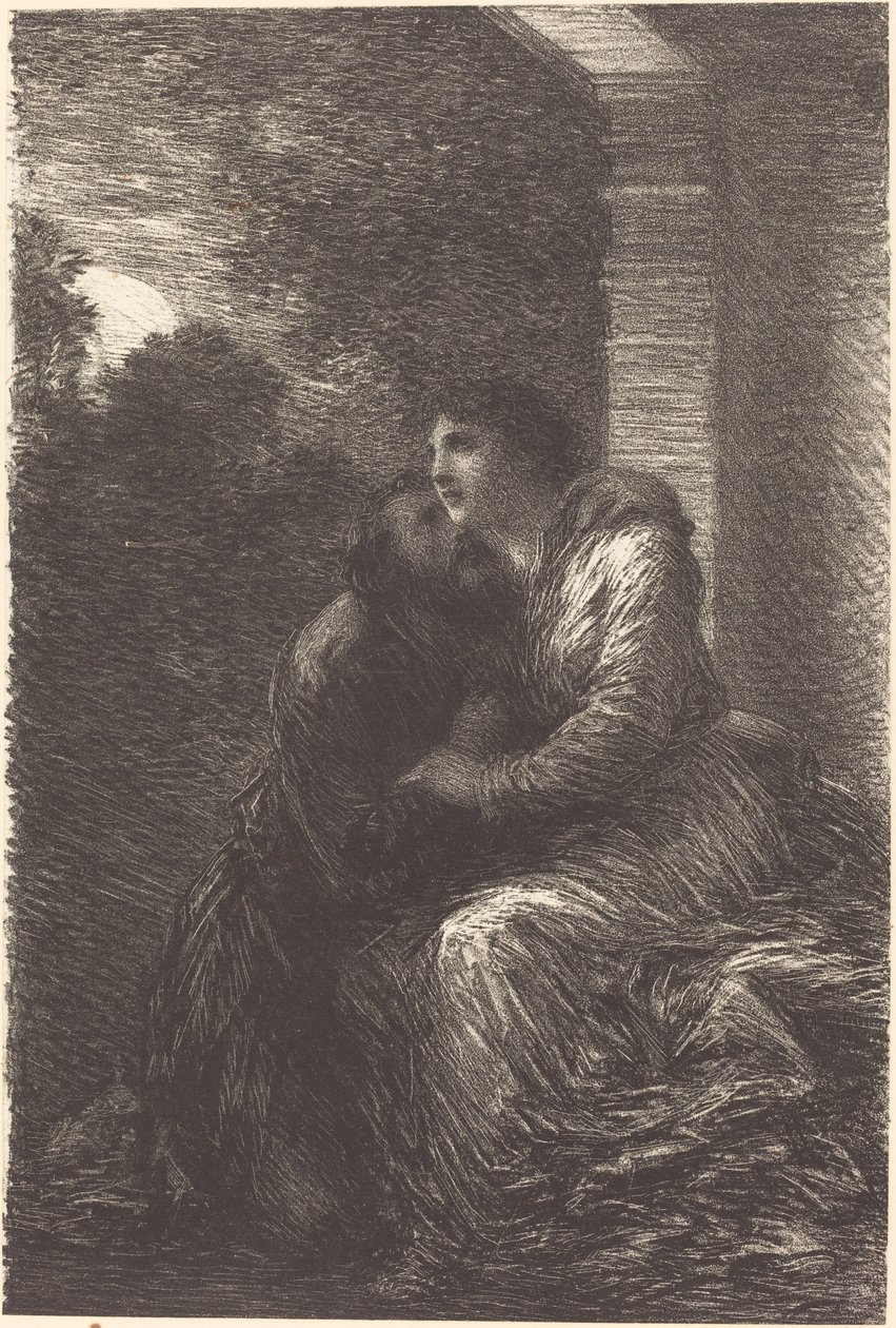 Milostná scéna z dějství III "Lohengrin" od Ignace Henri Jean Fantin Latour