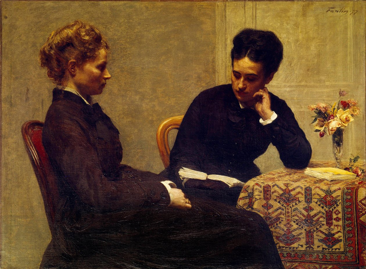 Čtení Žena čte mladé slepé osobě od Ignace Henri Jean Fantin Latour