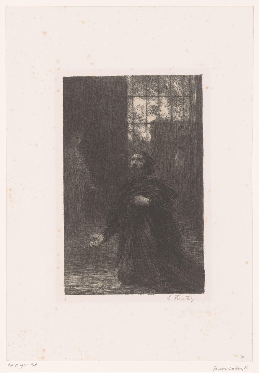 Rienzi se modlí k Bohu Rienzi. Acte V. Prière de Rienzi Život a dílo Richarda Wagnera (název série) od Ignace Henri Jean Fantin Latour