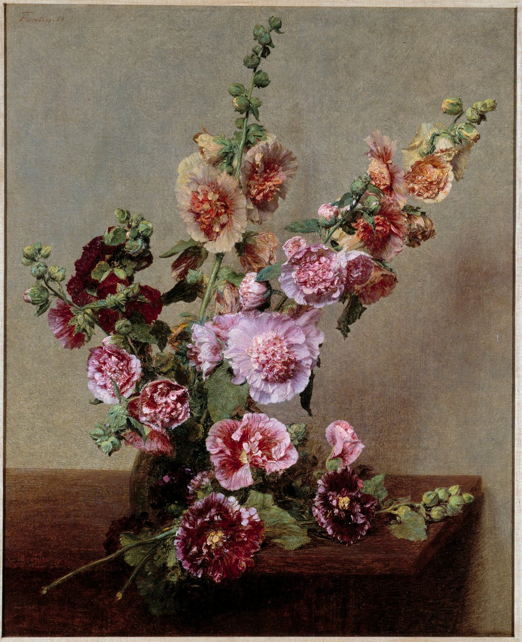 Roses tremieres Obraz Henri Fantin Latour (Fantin-Latour od Ignace Henri Jean Fantin Latour