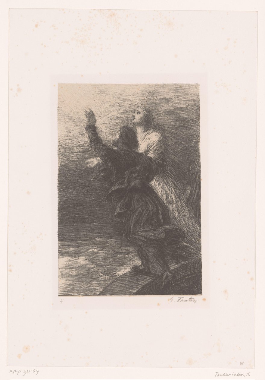 Senta a Holanďan stoupají do nebe Le Vaisseau-Fantome. Zákon III. Ravissement de Senta et du Hollandais Život a dílo Richarda Wagnera (název série) od Ignace Henri Jean Fantin Latour