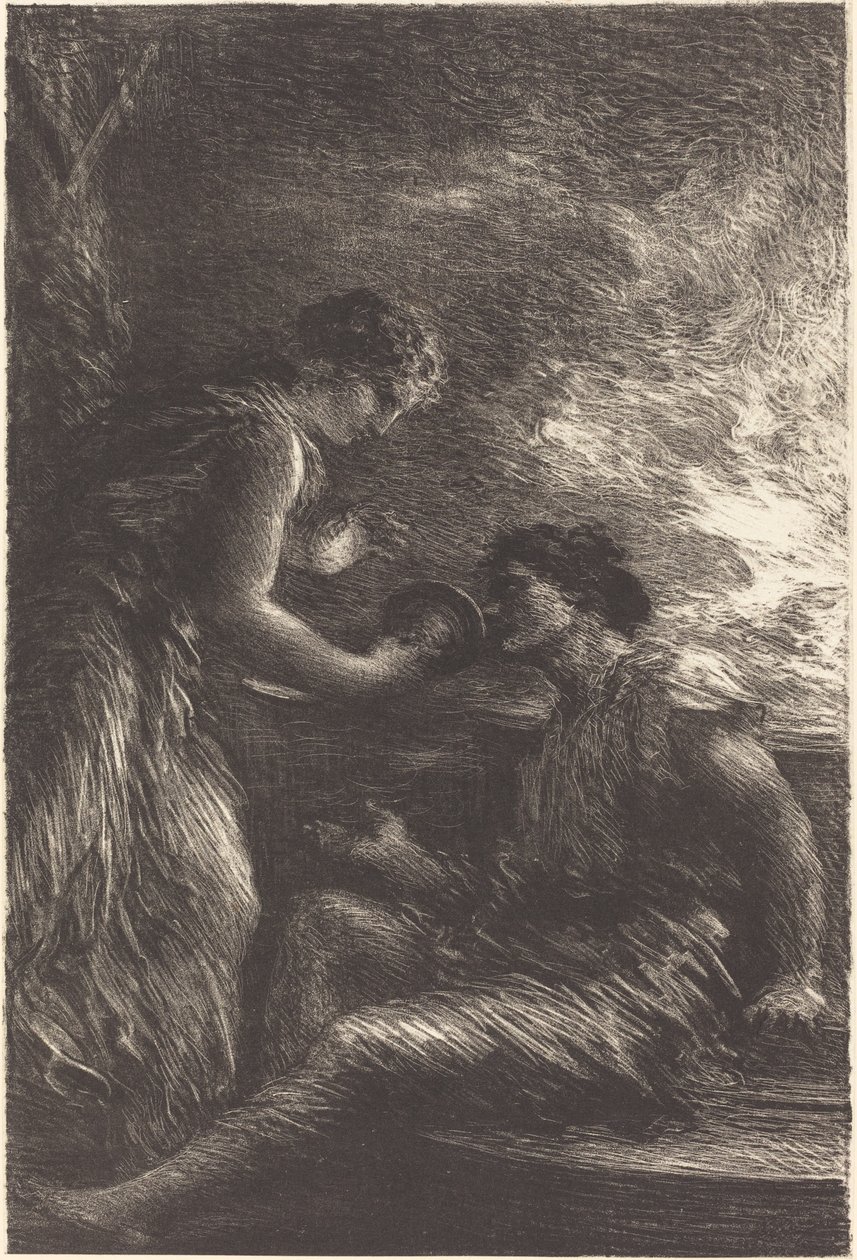 Sieglinde a Siegmund z prvního dějství "Valkýry" od Ignace Henri Jean Fantin Latour