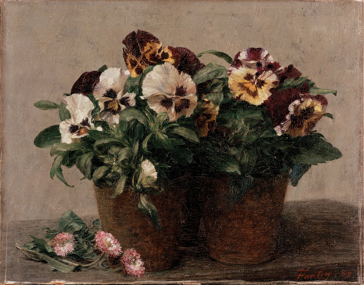 Zátiší: Macešky a sedmikrásky, 1880 od Ignace Henri Jean Fantin Latour