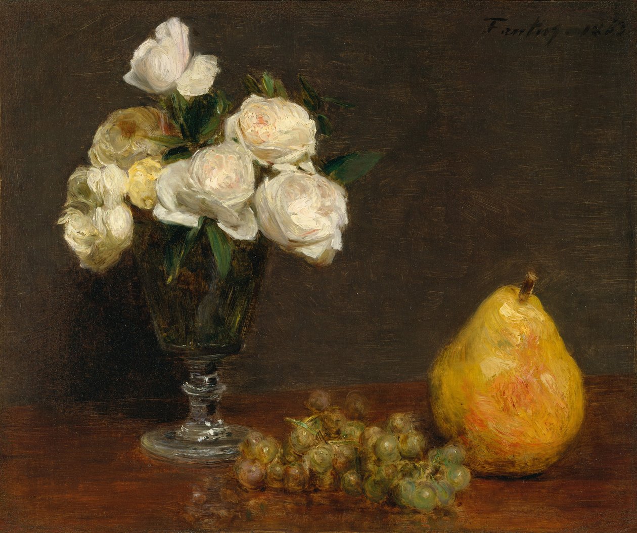 Zátiší s růžemi a ovocem, 1863. od Ignace Henri Jean Fantin Latour