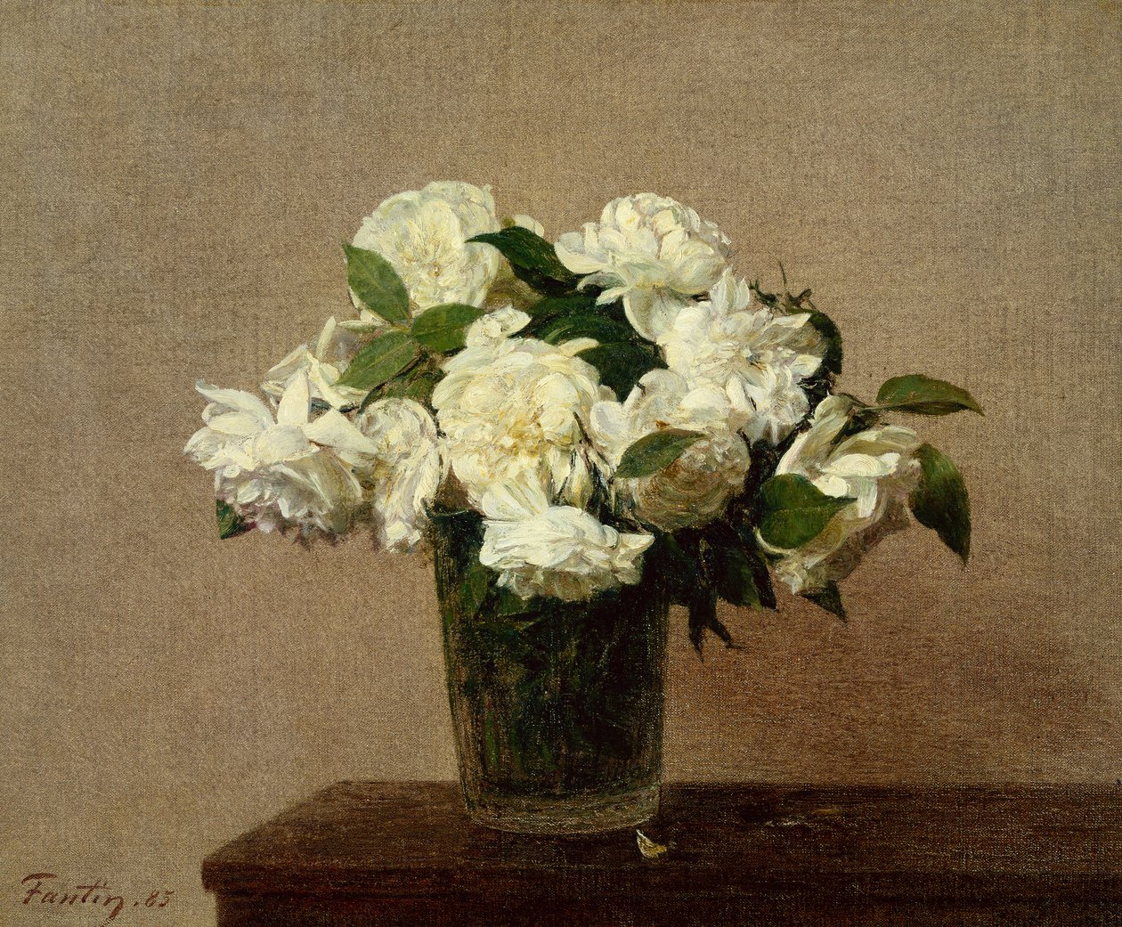 Zátiší s bílými růžemi od Ignace Henri Jean Fantin Latour