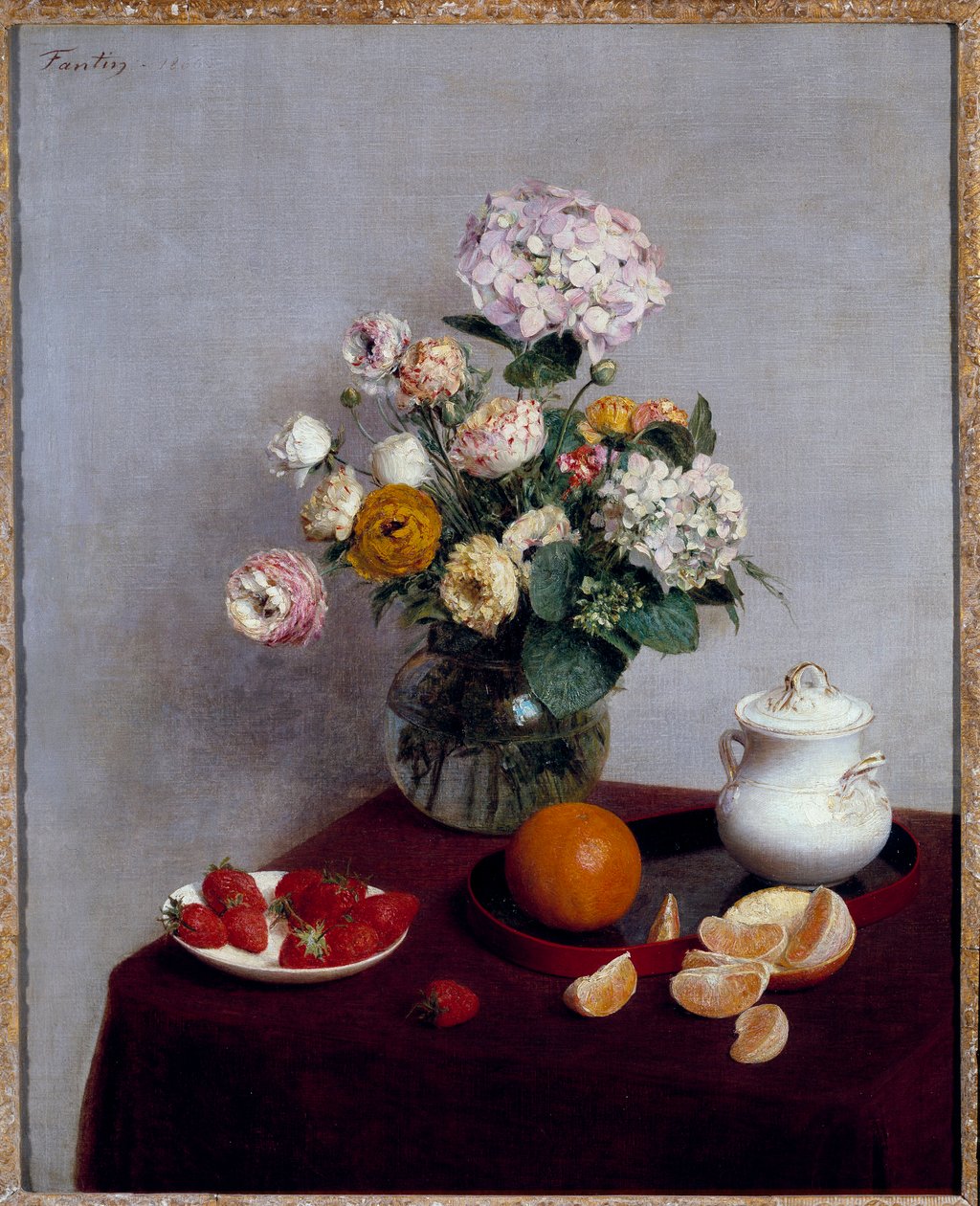 Obraz Letní květiny a ovoce od Henriho Fantina Latoura (Fantin-Latour od Ignace Henri Jean Fantin Latour