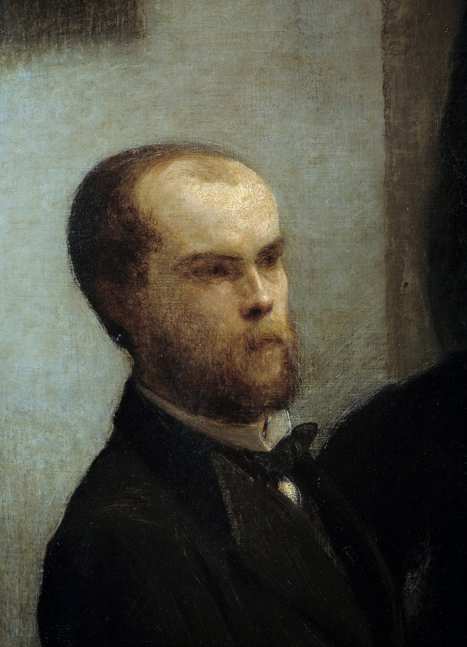 Roh stolu, Detail. Portrét básníka Paula Verlaina. Obraz Henri Fantin Latour (Fantin-Latour od Ignace Henri Jean Fantin Latour