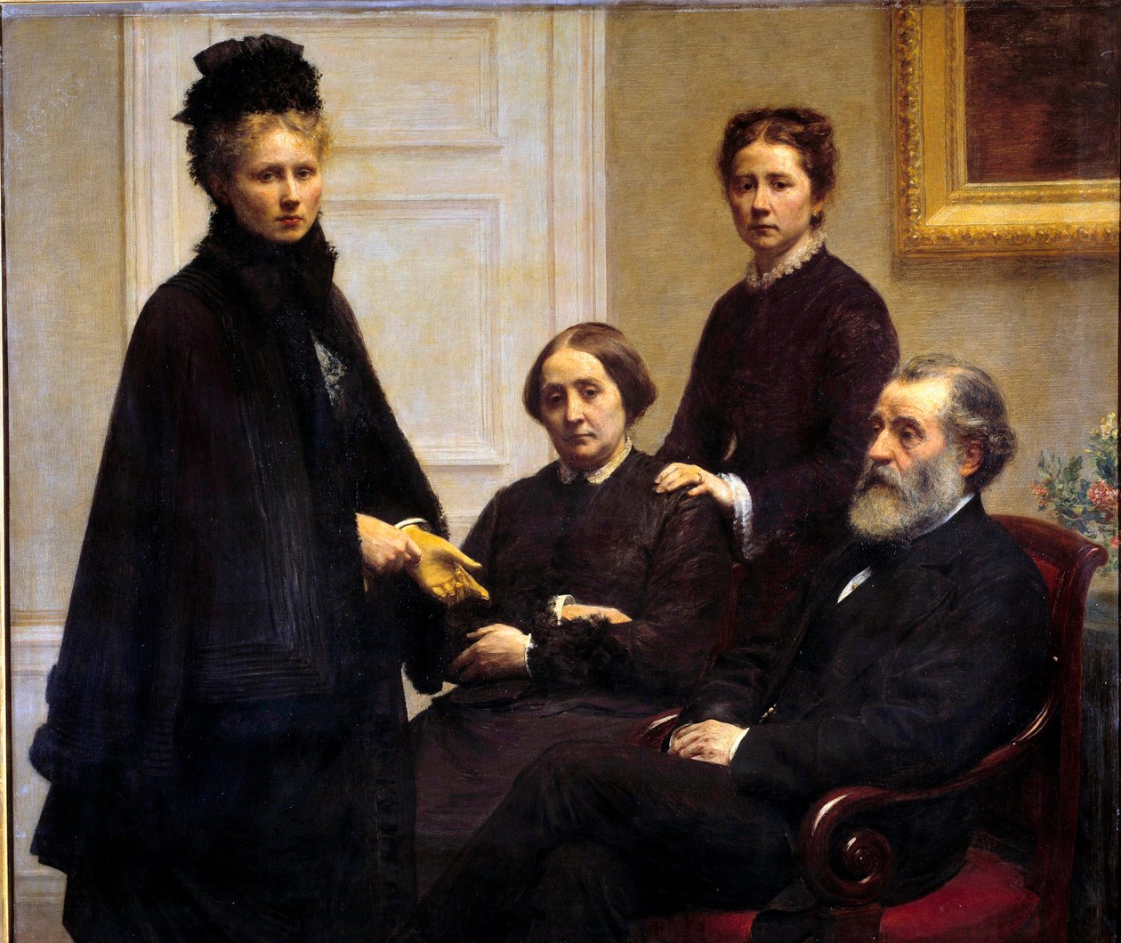 Rodina Dubourgových Manželé Dubourgovi a jejich dcery: Victoria, manželka umělce, a Charlotte zastoupené ve smutku. Obraz Henri Fantin Latour (Fantin-Latour od Ignace Henri Jean Fantin Latour