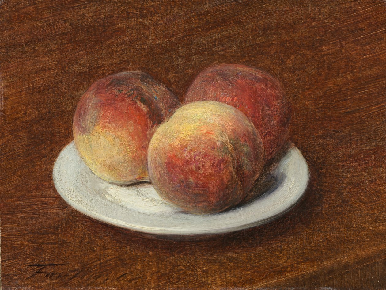 Tři broskve na talíři od Ignace Henri Jean Fantin Latour