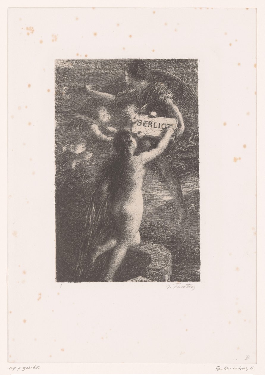 Titulní tisk pro: Hector Berlioz, sa vie et ses oeuvres Berlioz (název na objektu) Verite Život a dílo Hectora Berlioze (název série) od Ignace Henri Jean Fantin Latour