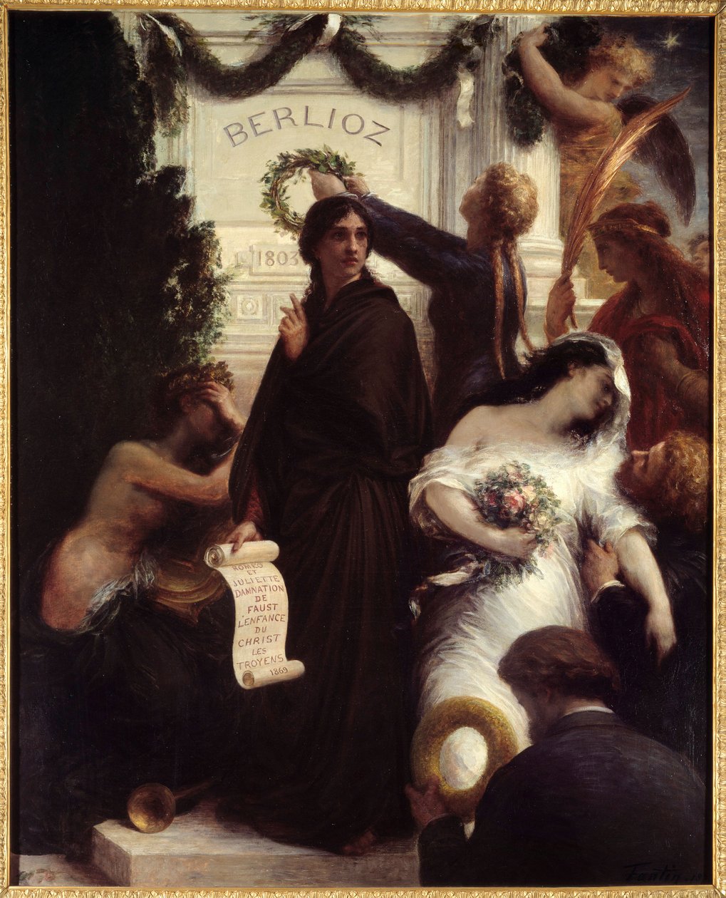 Pocta Berliozovi. Hector Berlioz , francouzský skladatel (1803-1869). Obraz Henri Fantin-Latour (Fantin Latour od Ignace Henri Jean Fantin Latour