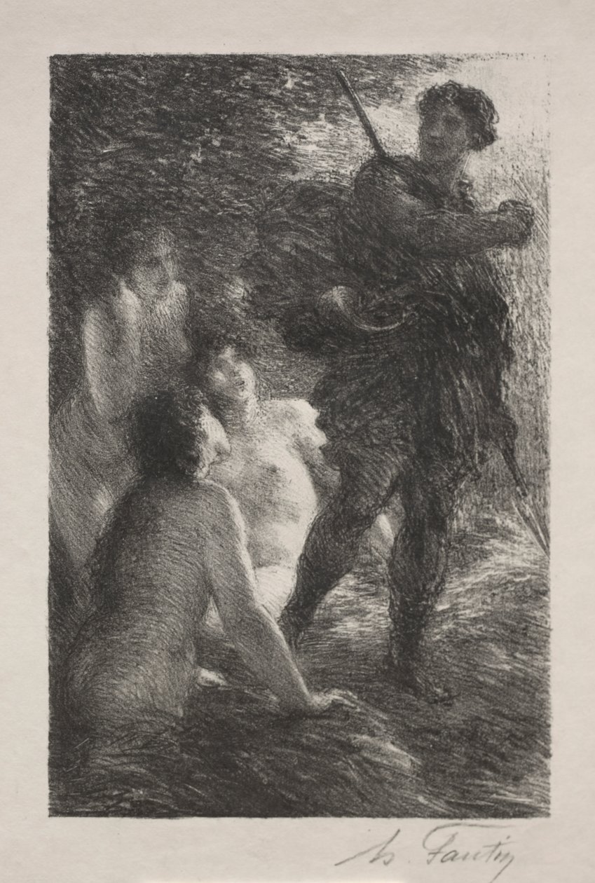 Soumrak bohů, dějství III: Sigfried a Rýnské panny od Ignace Henri Jean Fantin Latour