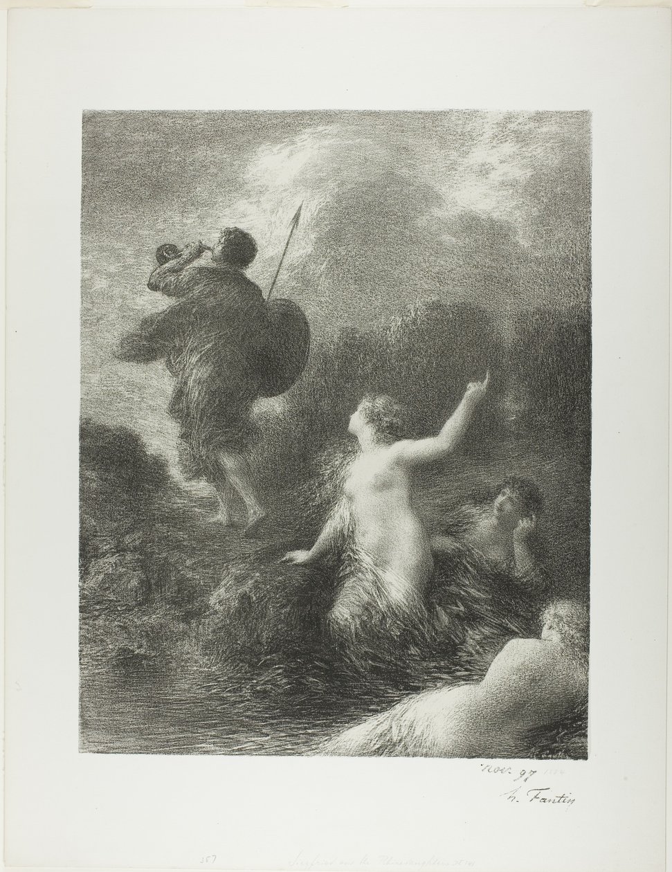 Soumrak bohů: Siegfried a Rýnské panny od Ignace Henri Jean Fantin Latour