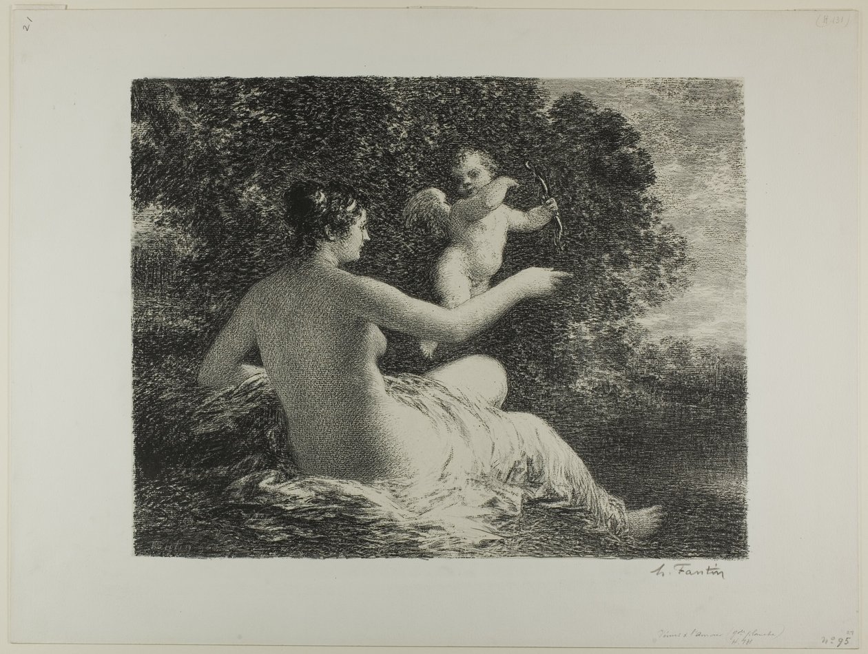 Venuše a Amor, velký talíř od Ignace Henri Jean Fantin Latour