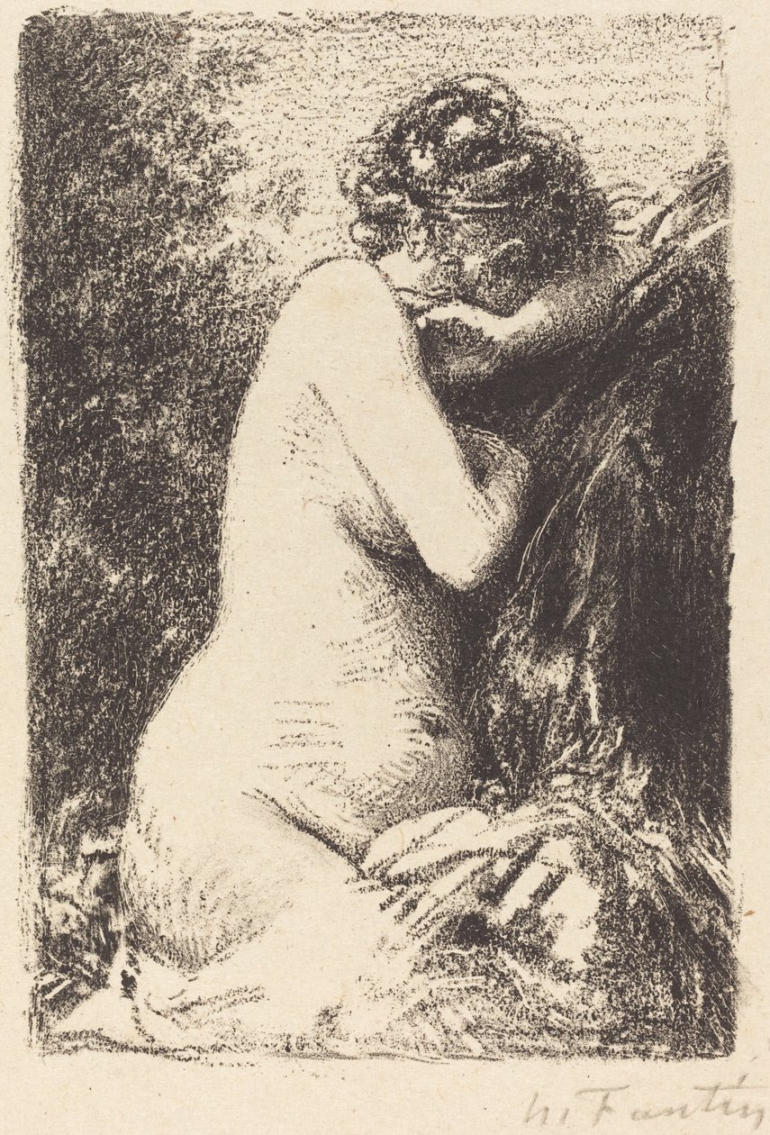 Weeper: Studie nahé ženy, sedící s profilem vpravo od Ignace Henri Jean Fantin Latour