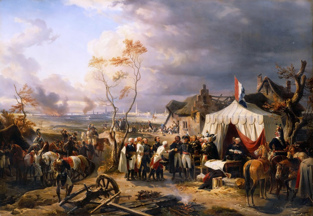Generál De la Morlière obdržel kapitulaci Antverp 29. listopadu 1792 od Henri Felix Emmanuel Philippoteaux