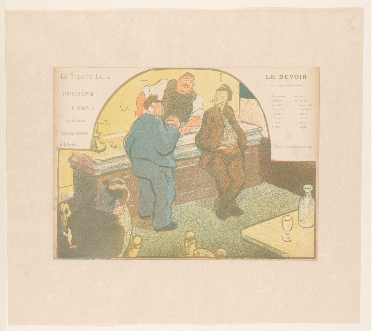 Čtyři muži v bistru Le Devoir (název na objektu) Představení Théâtre Libre (název seriálu) Les Programs du Théâtre Libre (název série) od Henri Gabriel Ibels
