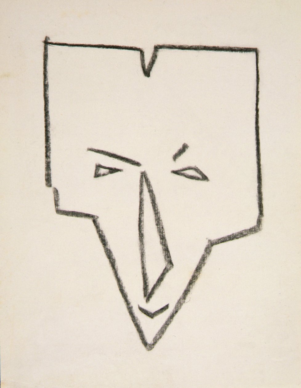 Hlava etnické masky (černá křída na papíře) od Henri Gaudier Brzeska