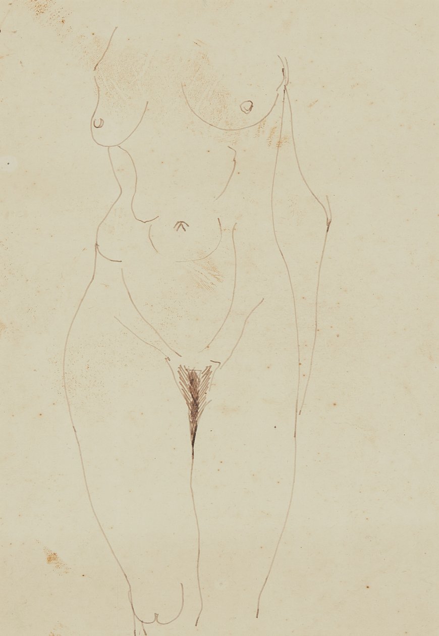 Ženské nahé torzo (pero a inkoust na papíře) od Henri Gaudier Brzeska