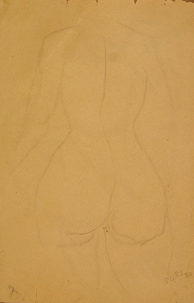 Polodlouhý ženský akt (černá křída na papíře) od Henri Gaudier Brzeska