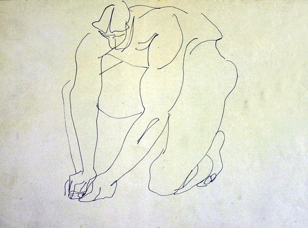 Mužský akt klečící I od Henri Gaudier Brzeska