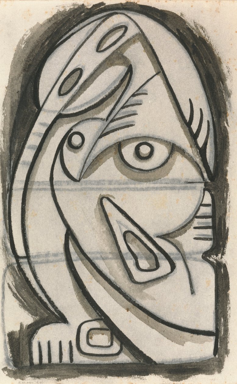 Reliéfní design sedící ženské postavy od Henri Gaudier Brzeska