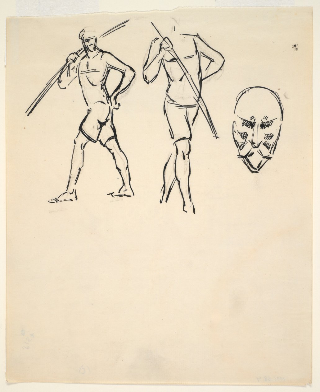 List skic [Dvě postavy a stylizovaná hlava] od Henri Gaudier Brzeska