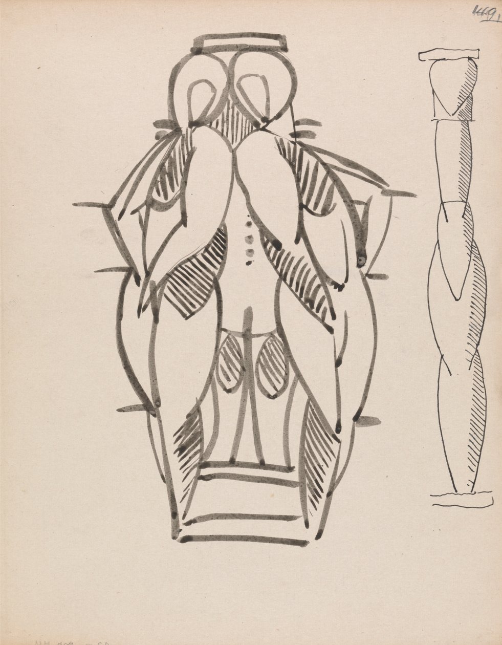 Dvě studie pro sochařský sloup od Henri Gaudier Brzeska