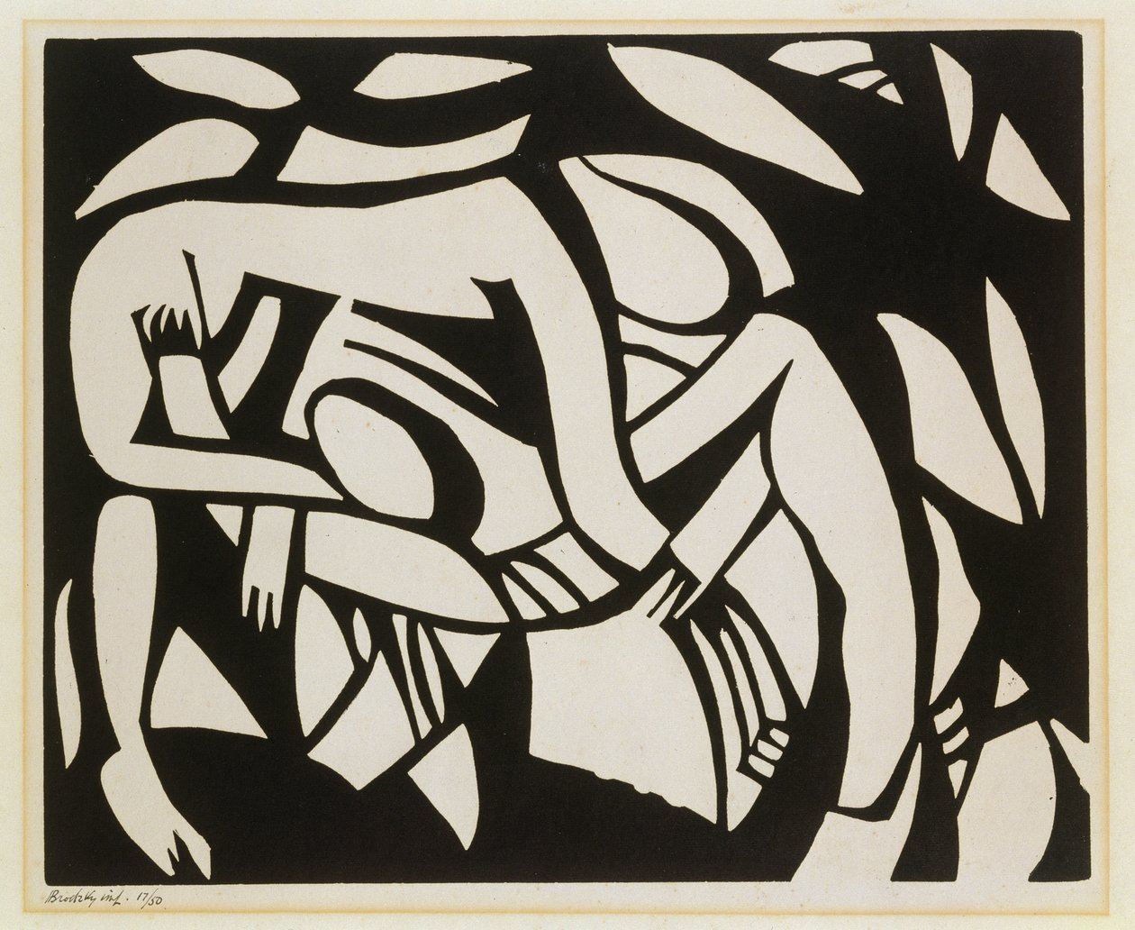 Wrestlers, kolem roku 1914 (linoryt) od Henri Gaudier Brzeska