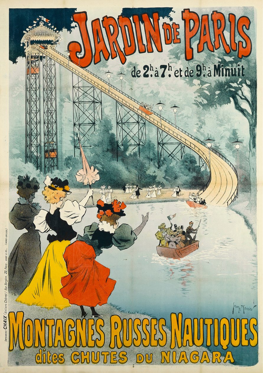 Pařížská zahrada - horská dráha, 1895. od Henri Georges Meunier
